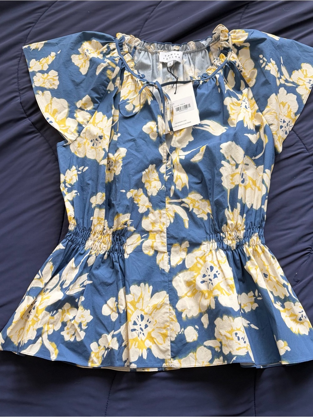 Tanya Taylor Ivana Top in French Blue Multi - Picture 4 of 13